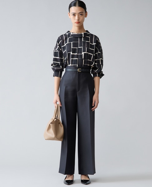 ブラッシュマークプリントハイネックブラウス 詳細画像 ブラック 5