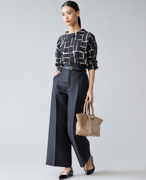 ブラッシュマークプリントハイネックブラウス 詳細画像 ブラック 8