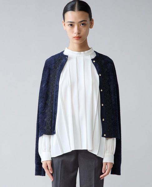 ハイネックプリーツブラウス 詳細画像 ホワイト 2