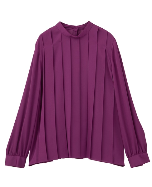 ハイネックプリーツブラウス 詳細画像 ボルドー 1