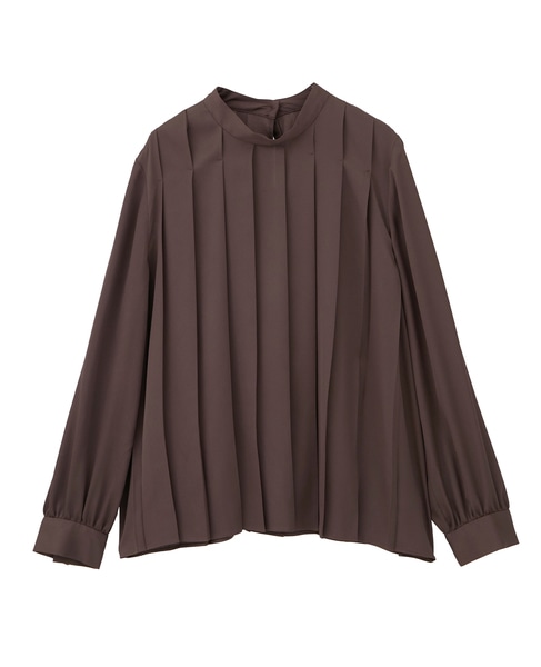 ハイネックプリーツブラウス 詳細画像 ブラウン 1