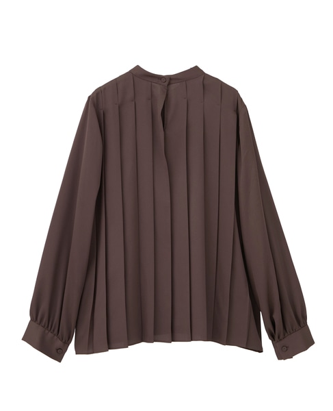 ハイネックプリーツブラウス 詳細画像 ブラウン 2