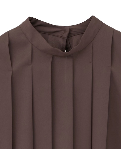ハイネックプリーツブラウス 詳細画像 ブラウン 3