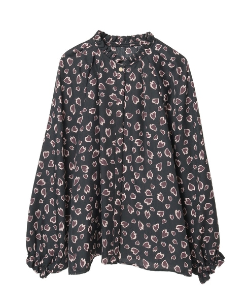 レオパードプリントタックブラウス 詳細画像 ブラック 5