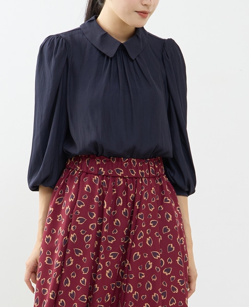 タックカラー付ブラウス 詳細画像 ネイビー 1