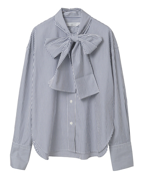 ロングボウタイシャツ 詳細画像 ネイビーストライプ 1