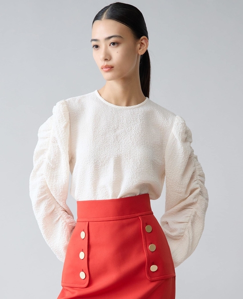 ギャザースリーブブラウス 詳細画像 オフホワイト 1