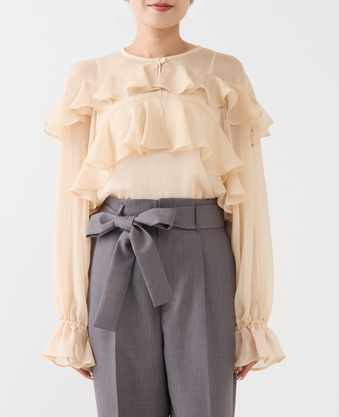  ラップルフリルブラウス 詳細画像 ベージュ 1