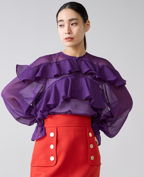  ラップルフリルブラウス 詳細画像 パープル 2