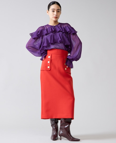  ラップルフリルブラウス 詳細画像 パープル 3