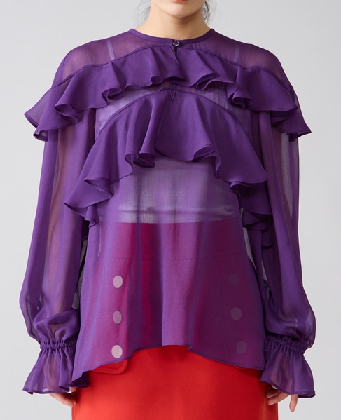  ラップルフリルブラウス 詳細画像 パープル 6