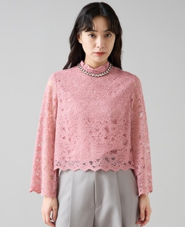 ハイネックレースブラウス