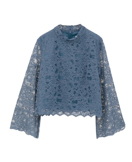 ハイネックレースブラウス