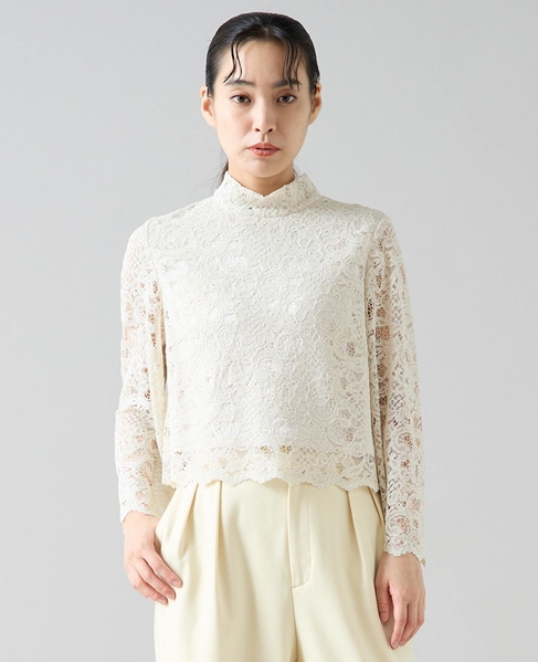 ハイネックレースブラウス 詳細画像 アイボリー 1