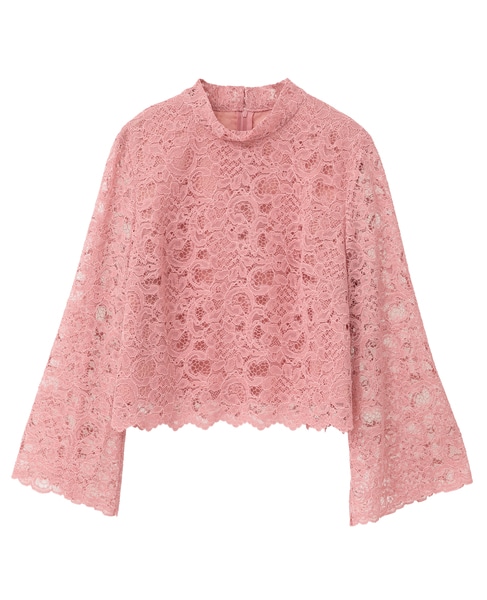 ハイネックレースブラウス 詳細画像 ピンク 12