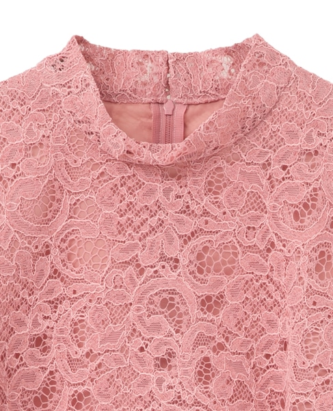 ハイネックレースブラウス 詳細画像 ピンク 14