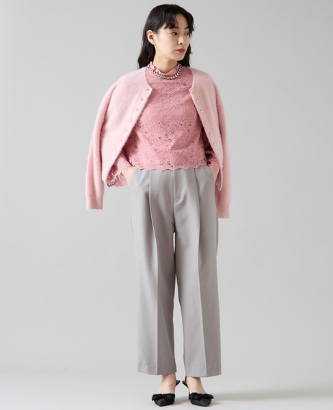 ハイネックレースブラウス 詳細画像 ピンク 3