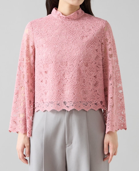 ハイネックレースブラウス 詳細画像 ピンク 8