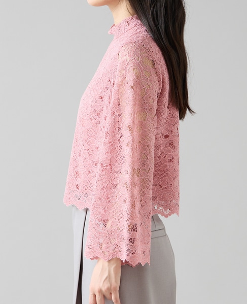 ハイネックレースブラウス 詳細画像 ピンク 9
