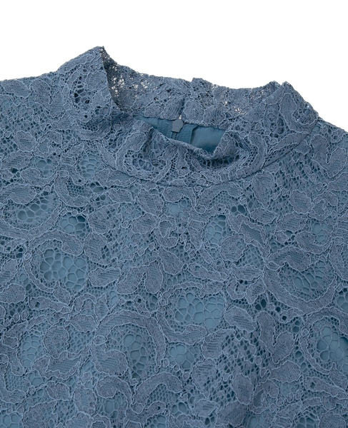 ハイネックレースブラウス 詳細画像 ブルー 3