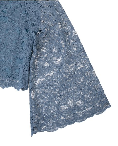 ハイネックレースブラウス 詳細画像 ブルー 4