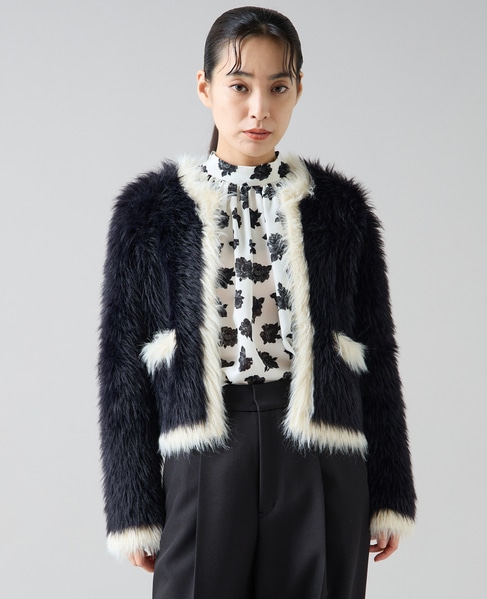 オールドローズプリントハイネックブラウス 詳細画像 オフホワイト 3