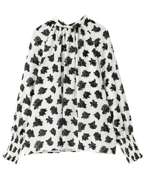 オールドローズプリントハイネックブラウス 詳細画像 オフホワイト 8