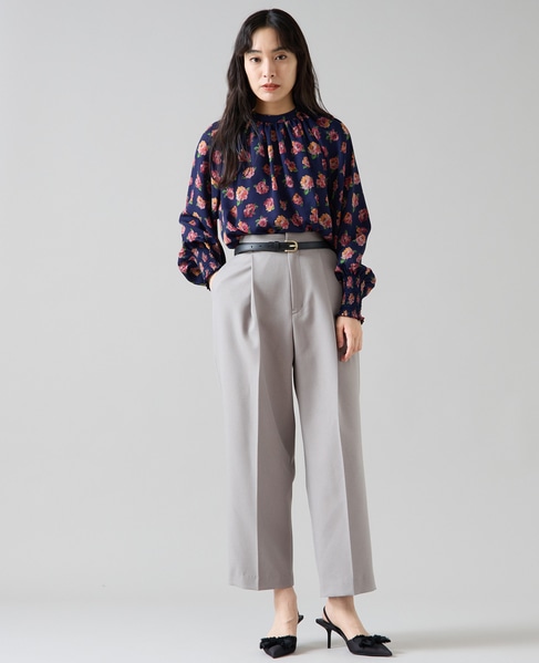 オールドローズプリントハイネックブラウス 詳細画像 ネイビー 4