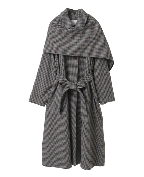 ストール付きテントコート 詳細画像 グレー千鳥 1