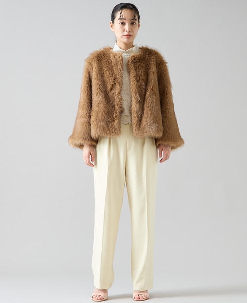 ノーカラーファーコート 詳細画像 キャメル 2