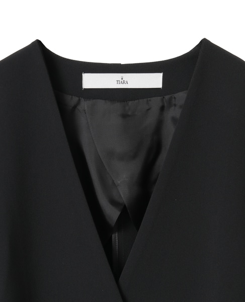 《定番》ノーカラーダブルジャケット 詳細画像 ブラック 3