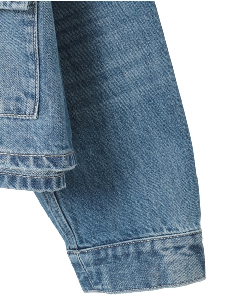 パールボタンノーカラーデニムジャケット 詳細画像 ブルー 11