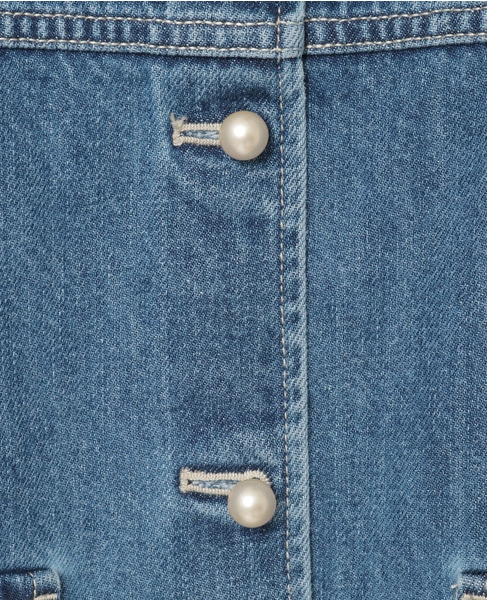 パールボタンノーカラーデニムジャケット 詳細画像 ブルー 13
