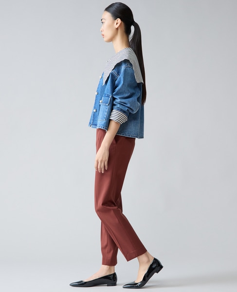 パールボタンノーカラーデニムジャケット 詳細画像 ブルー 6