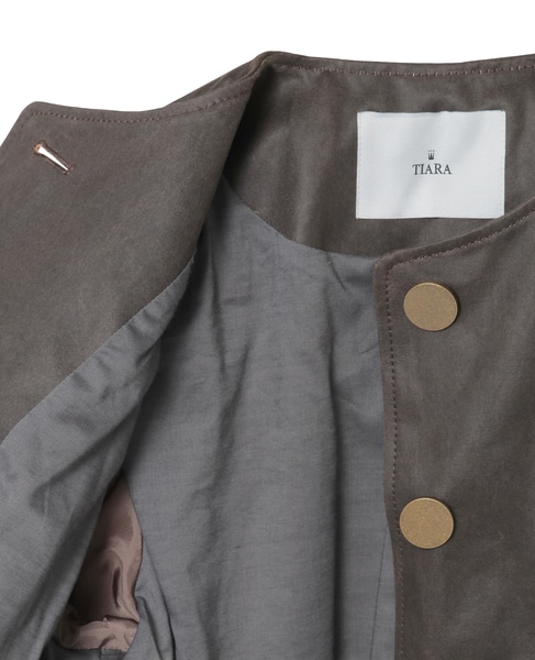 【TIARA】ノーカラージャケット グレー Mサイズ ノーカラージャケット｜TIARA（ティアラ）｜商品詳細