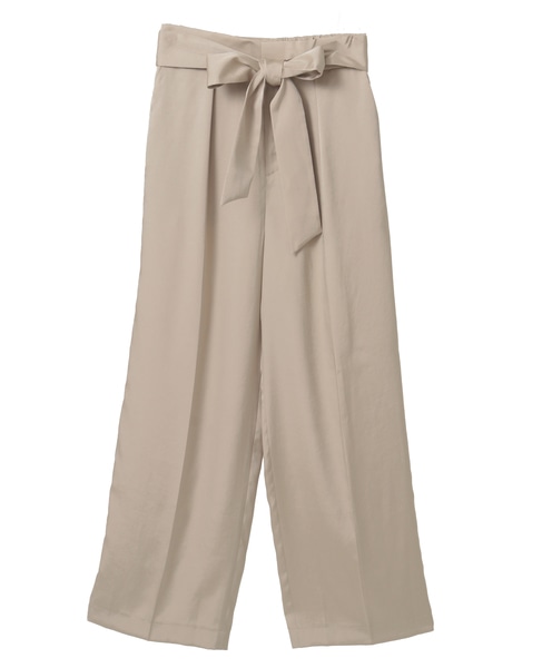 リボンベルトタックストレートワイドパンツ 詳細画像 ベージュ 1