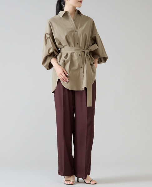 リボンベルトタックストレートワイドパンツ 詳細画像 レッドブラウン 10