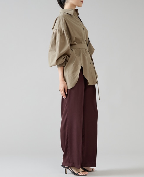 リボンベルトタックストレートワイドパンツ 詳細画像 レッドブラウン 12