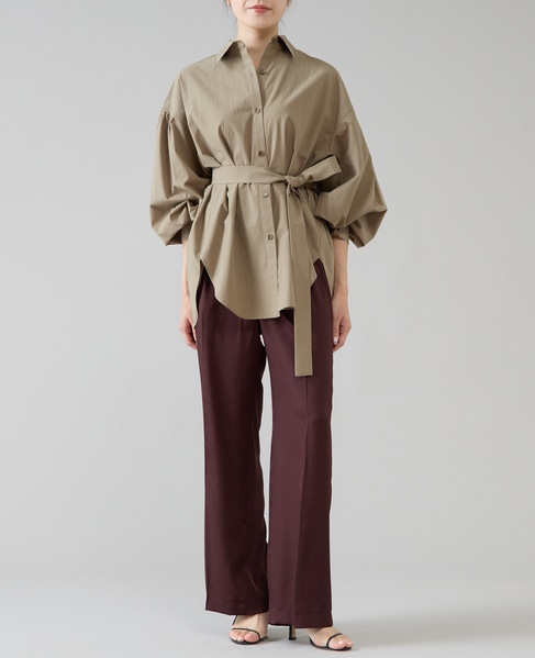 リボンベルトタックストレートワイドパンツ 詳細画像 レッドブラウン 9