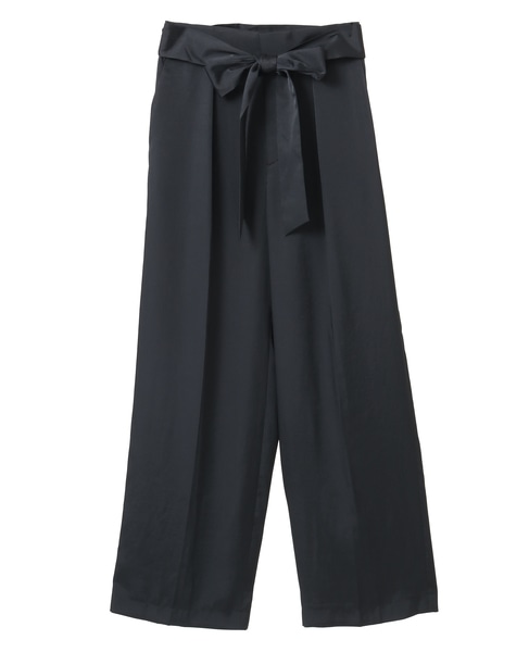 リボンベルトタックストレートワイドパンツ 詳細画像 ブラック 1
