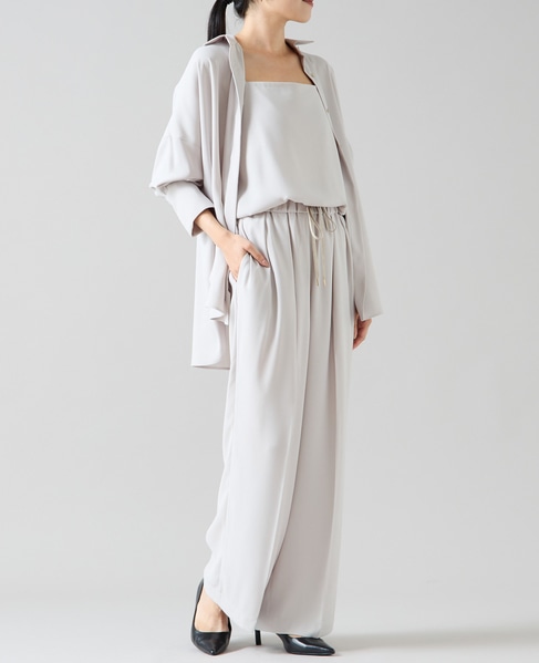 バックサテンドロストパンツ（セットアップ可） 詳細画像 ライトベージュ 3