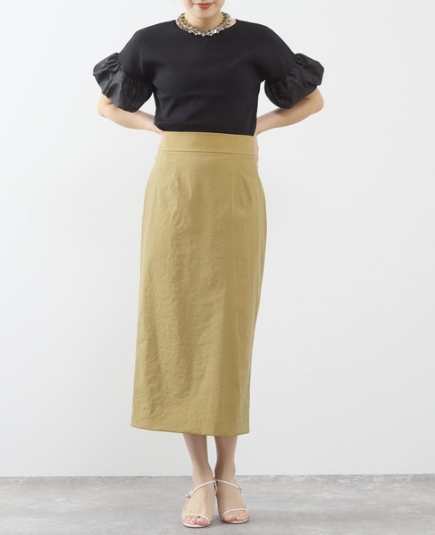 ペプラムベルトストレッチタイトスカート 詳細画像 キャメル 2