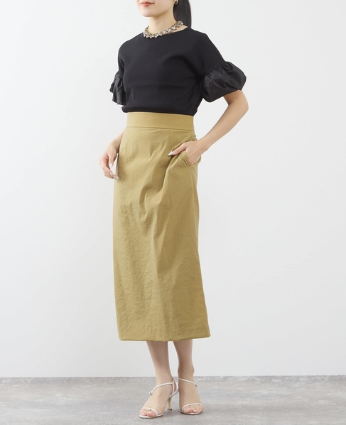 ペプラムベルトストレッチタイトスカート 詳細画像 キャメル 3