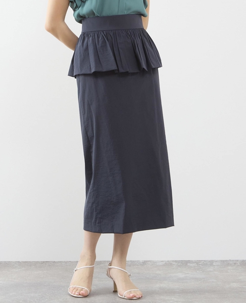 ペプラムベルトストレッチタイトスカート 詳細画像 ネイビー 1