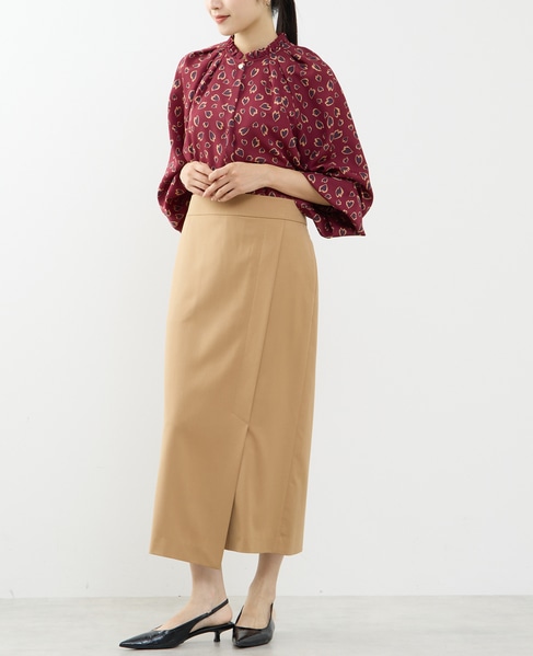 リボンラップタイトスカート 詳細画像 ベージュ 4