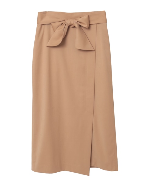 リボンラップタイトスカート 詳細画像 ベージュ 5