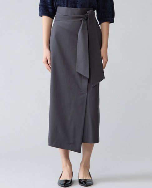 リボンラップタイトスカート 詳細画像 チャコールグレー 1