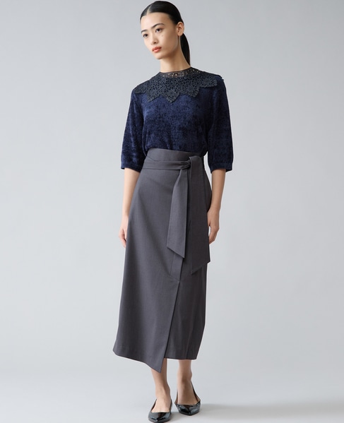 リボンラップタイトスカート 詳細画像 チャコールグレー 8