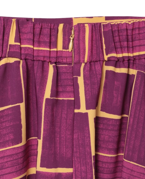 ブラッシュマークプリントアシンメトリータックスカート 詳細画像 ボルドー 12