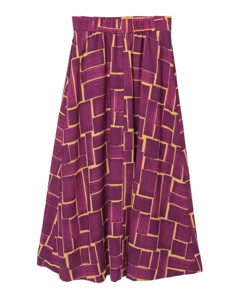 ブラッシュマークプリントアシンメトリータックスカート 詳細画像 ボルドー 8